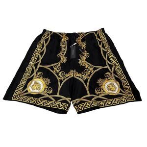 15-11 VERSACE Men's NWT $1,350 100% Silk Twill Barocco Greca Shorts IT56/US3XL
